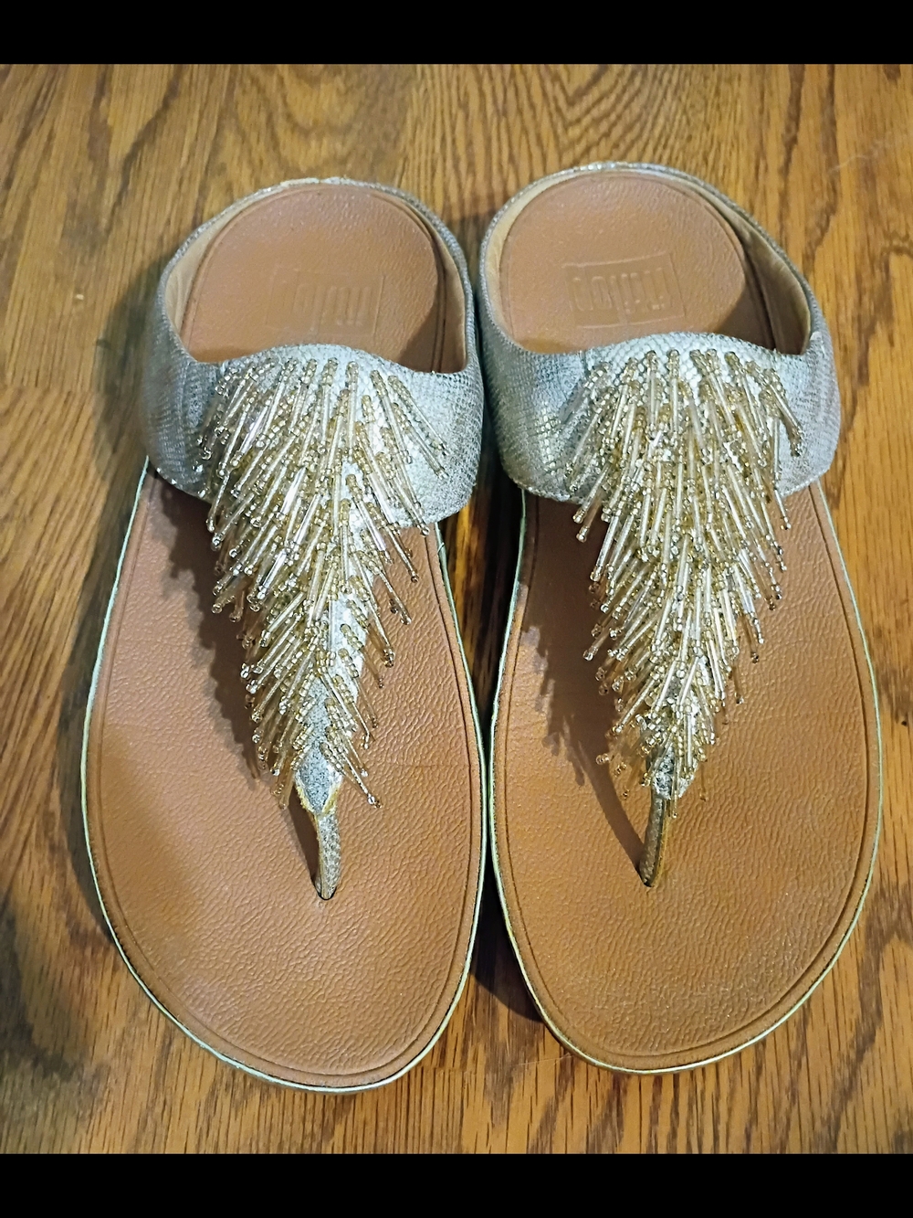 FitFlop Gold Beaded Thong Sandals - Women